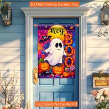 2D Flat 1pc Halloween Ghost Candy Single-Sided Printed Welcome Garden Flag, Porch Decor, Suitable For Garden And Outdoor Yard Decoration, Autumn Holiday Celebration Decorative Flag, Flag Pole Not Included - A - View 4