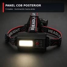 LED Laser Mining Headlamp, Visible White Light, 7 Operating Modes, Powered By 3 Included 18650 Rechargeable Batteries, Type-C Fast Charging, Adjustable LED Headlight - Black - View 3
