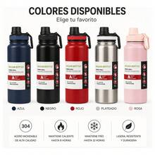 Botella de agua de acero inoxidable con aislamiento al vacío de 800ML, frasco de alta capacidad para hombres y mujeres, apropiado para deportes al aire libre, viajes, bicicleta, senderismo, oficina, automóvil, escuela, fiestas, campamento - Rosa - Ver 3