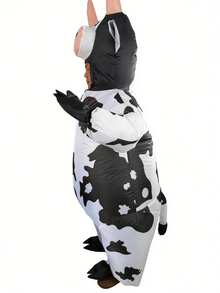 Halloween Christmas Party Cow Inflatable Costume, Unisex Inflatable Costume, Holiday Personalized Outfit Inflatable Costume, Blower Included, Battery Not Included - Size S Is Suitable for Heights 0.9m-1.2m - View 6