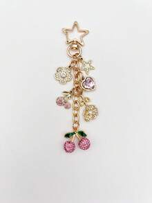 1pc/2pcs, Charming Pink Rhinestone Cherry Heart Pendant Bag Charm, Women's Handbag/Backpack/Shoulder Bag Accessory, Women's Travel Essential Keychain, Car Accessory, Room Decor, Fun Gift For Friends Back To School - Multicolor - View 14