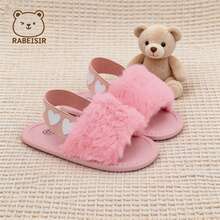 RABEISIR Spring/Summer Infant Girl Pre-Walker Shoes, Infant Plush Slippers 3-18 Months, Indoor - Baby Pink - View 2