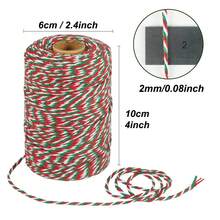 Tenn Well 656 Feet Cotton Bakers Twine, Red Green White Striped Twine String For Gift Wrapping, Baking, Butchers, Christmas Decorations, Crafts | Striped Twine For Gift Wrapping, Baking, Butchers, Christmas Decorations, Crafts - Red and Green - View 5