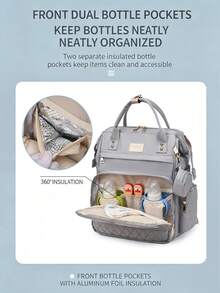 Tas Popok Ransel, Tas Perlengkapan Bayi untuk Perjalanan, Tas Bayi Kapasitas Besar untuk Kebutuhan Perjalanan dengan Alas Anti Air, Tali Pengikat Stroller dan Kotak Empeng, Unisex, Warna Polos - MultiWarna - View 8