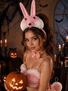3pcs/Set Kostum Hewan Tikus/Kelinci, Bando Telinga, Ekor, Pita, Cosplay Halloween, Pesta Hewan, Riasan, Pesta Kostum, Pertunjukan Sirkus. Cocok untuk Pesta Pertunjukan Panggung Halloween dan Natal. - MultiWarna - View 6