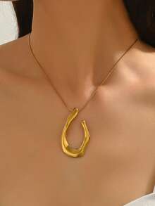 VceTd 1/2/3PCS Set Perhiasan Wanita Stainless Steel Gaya Modis dan Berlebihan dengan Desain Geometris Asimetris, Cocok untuk Pemakaian Sehari-hari, Liburan, atau Hadiah - Yellow Gold - View 3