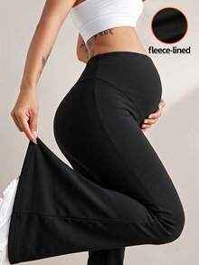Maternity Women's Black High-Stretch Flare Pants: Summer Workout Matching Casual Dressy Lounge - Black - View 6