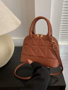 Women's Shell Quilted Handbag - Brown - View 4