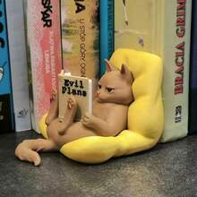 1pc Premium Printed Popular Cat Creative Model Figurine Reading Cat Small Statue Funny Multi-Color Detachable Cute Cat, Home Desktop Decor, Suitable As A Gift - Multi-color - View 3