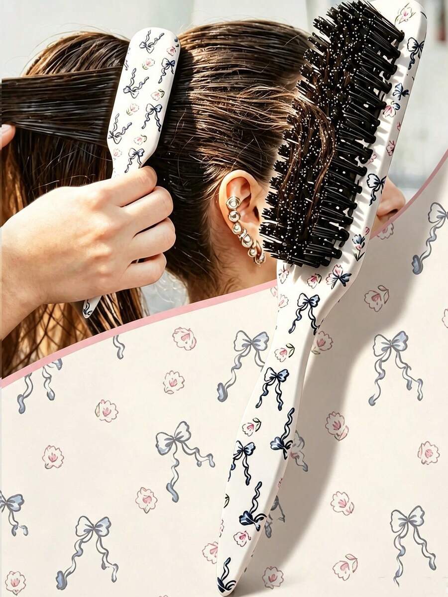 1件中性梳子、鬍鬚刷、尾梳、解結梳、造型工具，專業沙龍使用，邊緣控制梳，塑料髮梳，可打造光滑馬尾和髮髻－寬尾梳與解結梳，方便分髮、造型、拋光與撫平頭髮，打造光滑無毛躁髮型，男女皆適用，推薦作為聖誕禮物