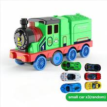 Transformable Realistic Toy Train With Spring-Loaded Foldable Track, Suitable For Children; This Model Car Helps Develop Cognitive Skills, Ideal Holiday Gift For Boys And Girls - Multicolor - View 13