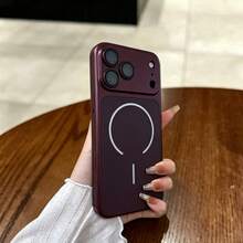 Casing Ponsel Magnetik dengan Desain Jendela Besar, Kompatibel dengan iPhone 18 Pro 18 Pro Max, Dilengkapi Pelindung Lensa, Bingkai Lensa Persegi Panjang, Casing Keras Berlapis Elektroplating, Kompatibel dengan iPhone 17 Pro Max 16 Pro Max 15 14 13 12 11 - Merah ceri - View 7