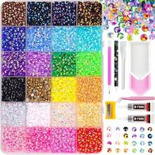 48,000pcs 24/60 Colors Resin Jelly Rhinestone Set, Multi-Color Flat Back Rhinestones, Suitable For Diamond Painting, Includes 4 Bottles Of 10ml B7000 Jewelry Glue And Tools, Christmas Birthday Gift For Women - 4mm - View 6