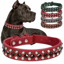 Collar para perro de cuero PU suave con remaches y pinchos de hongo, collar ajustable para mascotas pequeñas, adecuado para perros pequeños - Multicolor - Ver 15