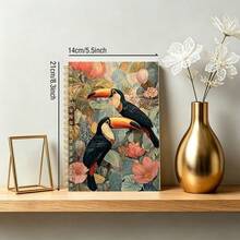 1PC Hand-Painted Rainforest Toucan A5 Notebook Daily Records Office Memo Classroom Notes Travel Handbook Portable Writing Book, Suitable For Professionals, Students And Office Use - Perfect Gift Choice, Art Cover Design, Multifunctional - Multicolor - View 3