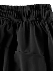 Men's Drawstring Joggers, Zipper Pocket Sweatpants, Gym Workout Running Casual Tapered Pants - Black - View 2