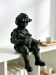 Figur Aksi Prajurit Taktis Mini Pasukan Khusus Posisi Duduk Model Militer dengan Kacamata Penglihatan Malam dan Senapan Sniper Model Senjata Hiasan Meja Patung Koleksi Dekorasi untuk Rumah Kantor Rak Buku Pajangan Hadiah Penggemar Game - A2 - View 10