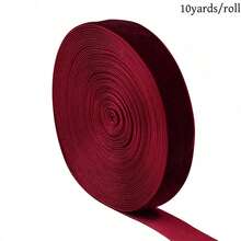 1-4cm 10yd Burgundy Single-Sided Velvet Ribbon, Handmade DIY Hair Accessories, Clothing Bows Supplies; Suitable For Christmas, Halloween, Wedding, New Year, Birthday, Back To School / Graduation Party Decoration, Bouquet Wrapping, Gift Wrapping Ribbon - Burgundy - View 15