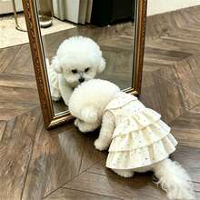 1 buah Rok Kue Berlapis untuk Anjing/Kucing Peliharaan, Gaun Putri Ringan dan Lembut untuk Musim Semi/Panas, Cocok untuk Teddy Poodle dan Hewan Peliharaan Kecil Lainnya - Putih - View 12