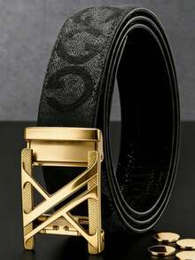 2/1pc New Men Automatic Buckle Belt, Stylish Versatile Waist Strap, Fashion Accessory For Business Formal, Office Work And Daily Jeans Casual Outfit. - Multicolor - View 10