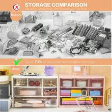 1pc Transparent Plastic Desktop Drawer Storage Box - Large Capacity Multi-Function Storage Box, Suitable For Office Supplies, Cosmetics And Bathroom Supplies, Lightweight Design, Suitable For Home Or Office Use, Desktop Storage Box - Multicolor - View 10