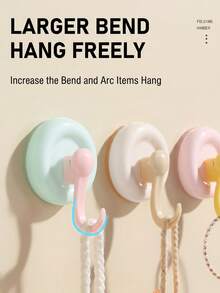 KOEMO 4pcs Strong Suction Cup Hooks - Suitable For Bathroom And Bedroom Storage - Sturdy And Stable, No Drilling Required, Easy Installation, High Load Capacity, Multi-Functional Wall Storage Hooks - View 2