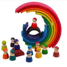 1 Set Rainbow Arch Building Blocks Rainbow Figures Combination Set Wooden Grimm Rainbow Blocks Kindergarten Construction Role Play Toys - Multicolor - View 6