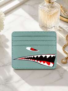 Shark Print Card Holder For Men, Blocking Slim Leather Card Wallet, Multi Card Slots Portable Minimalist Purse, Multi-Slot Storage Bag, Essential For Back To School And Travel, Unique Teacher's Day, Back To School, Halloween, Christmas Gift - Multicolor - View 3