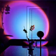 USB LED Sunset Lamp LED Rainbow Neon Light Night Light Projector Home Decor Atmosphere Light Bedroom Living Room Wall Gift Photography - Blue-violet Sunset - View 3