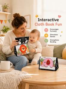 Newborn Visual Stimulation Cloth Book Calendar, Stand-Up Design, High Contrast Black White Red Patterns, Interactive Flip Pages With Crinkle Paper, Washable Fabric For Repeated Use, Lightweight And Easy To Store, Car Travel Baby Soothing Educational Toy, Halloween Newborn Gift - Multicolor - View 8