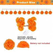 1PC 4.92/9.84FT Halloween Atmosphere Decoration Light String, Marigold Light String, LED Fairy Light, Chrysanthemum Light String, Battery Powered Holiday Decoration, Suitable For Bedrooms, Living Rooms, Birthdays, Parties, Etc - Warm Light - View 12