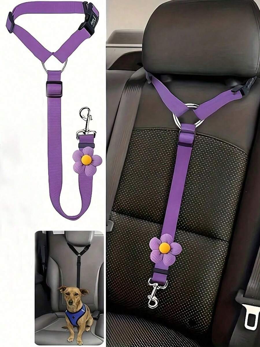 1 pièce Laisse de pour chien en voiture, Laisse intérieure pour animal de compagnie, Ceinture de pour chien, Boucle de siège pour chien, Accessoires de siège de voiture pour chien, Cadeau de Noël pour siège de voiture pour chien, Housse de siège de voiture pour chien, Siège de voiture pour animal de compagnie - Multicolore - Voir 1