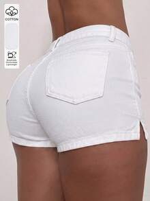 Summer New Versatile Distressed Vintage Denim Shorts, Skinny Sexy Shorts For Women - White - View 1