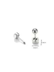SYMFNY 1 Pair 925 Sterling Silver Round Bezel Set Cubic Zirconia Screw Back Stud Earrings - Silver - View 4