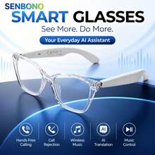 SENBONO AI Smart Audio Glasses, APP Translation Glasses, Wireless Calling, Wireless Music, Music Control, Voice Assistant, Suitable For Leisure/Work/Travel/Home, Fashion Glasses, Unisex, Widely Applicable - View 8