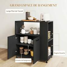 HOMCOM Chariots de rangement - Noir - Voir 4