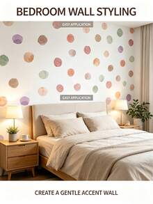 3pcs/Set Dotted Wall Stickers, Modern Color Block PVC Wall Decals For Home Decor, Spring Decoration Project To Refresh Your Home, Holiday Decoration Stickers Gift For Birthday Graduation - A - View 1