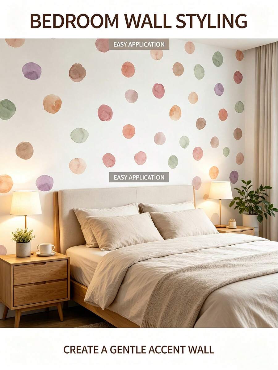3pcs/Set Dotted Wall Stickers, Modern Color Block PVC Wall Decals For Home Decor, Spring Decoration Project To Refresh Your Home, Holiday Decoration Stickers Gift For Birthday Graduation - A - View 1
