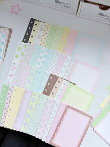 Kawaii Polka Dot Scalloped Edge Loose‑Leaf Paper, Colorful Decorative Scrapbook Insert Paper For Journal DIY Craft Supplies - A - View 1