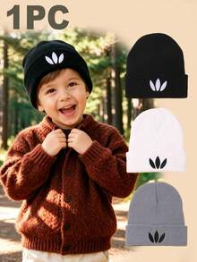 1 st stickad barnmössa för vår, höst och vinter, unisex, klöverdesign, klassisk enfärgad, enkel och moderiktig, mångsidig, bekväm, andningsbar, mjuk och varm utomhusmössa - Multifärgad - Visa 1