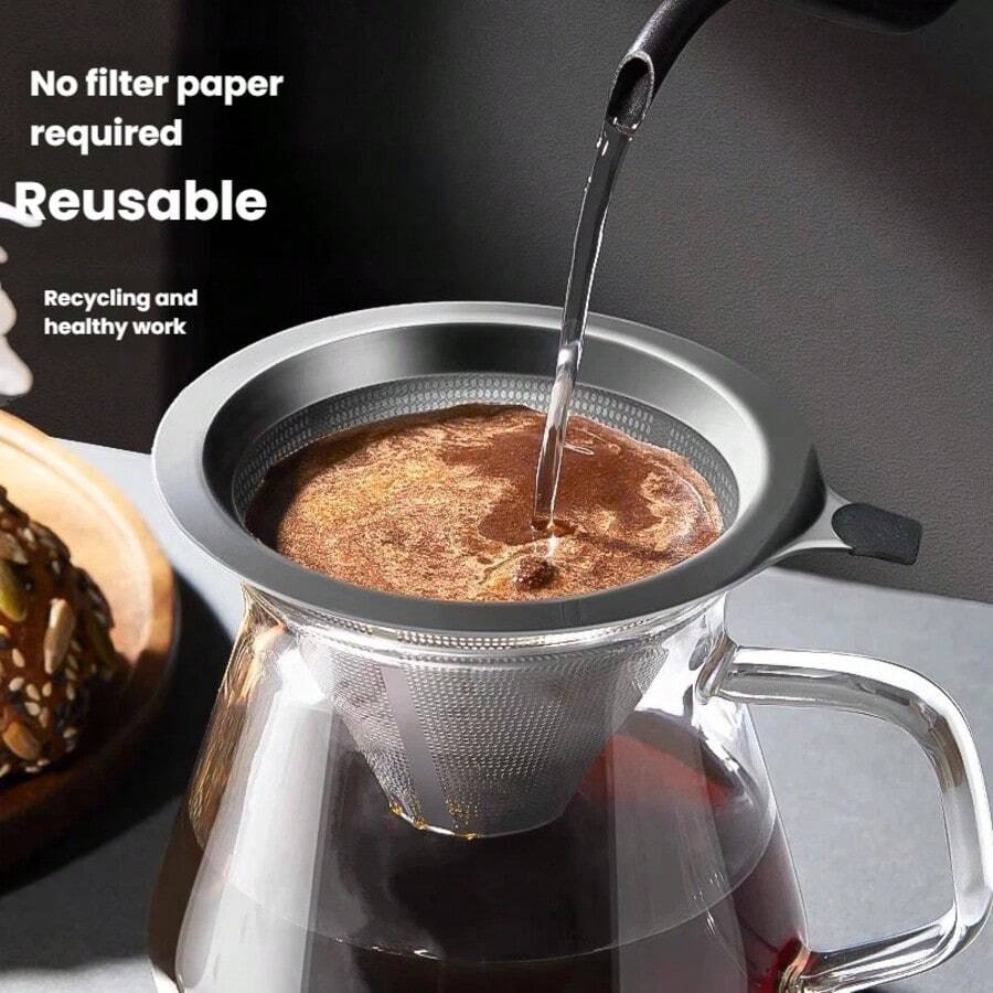 Coffee Filter, Coffee Filter Net, Drip Coffee Maker Set, Paperless Ultra-Fine Mesh Coffee Funnel - One Size Fits All - View 1
