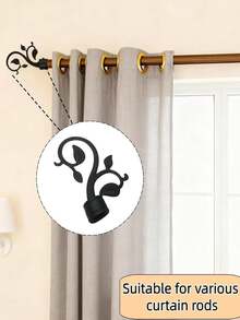 2pcs Curtain Rod Decorative Finials, Curtain Rod End Caps, Curtain Top Decorative Covers, Curtain Rod End Decor, Plastic Curtain Rod Top Decorative Heads, Suitable For 2.2cm/0.87in Diameter Curtain Rods - Black - View 3