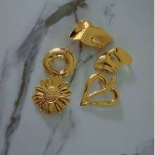 1pc Vintage Gold Metallic Brooch Pin For Women Retro Irregular Geometric Flower Heart Coat Accessories. - Gold - View 4