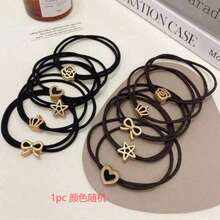 10pcs Vintage Gold Label High Elasticity Heart & Star Shaped Hair Clips, Suitable For Girls Commuting, Hair Accessories - Multicolor - View 10