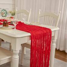 1pc Cheesecloth Table Runner, Semi-Transparent Gauze Tablecloth, Bohemian Or Rustic Style Wedding Table Decor, Suitable For Wedding Decoration, Arch Drapery, Bridal Shower, Holiday Party Decor - Multicolor - View 70