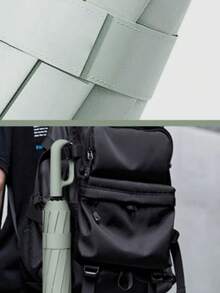 1pc Fully Automatic Folding Umbrella With Ring Buckle, Sun Protection Parasol, Dual Use For Rain And Sun, Unisex - Black - View 6