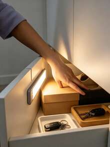 1pc Kitchen LED Motion Sensor Cabinet Light, Rechargeable Aluminum Alloy Under Cabinet Light, Motion Sensor Rechargeable LED Cabinet Light - Wireless, USB Powered Night Light, Suitable For Multiple Room Types, Wireless Magnetic Adhesive Night Light, Suitable For Wardrobe, Cabinet, Stairs, Hallway, Shelf - Multi-color light - View 9