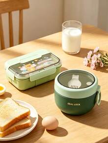 SEAL LOCK Cartoon Lunch Box, Large Capacity Student Campus Meal Box, Compartment Breakfast Bento Box, Fruit Fresh-Keeping Box, Office Worker Weight Loss Meal Box, Suitable For Company, School, Outdoor Picnic Camping Food Storage - Multicolor - View 8