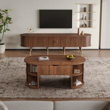 TV Stand Brown - TV Stand With Drawers - Modern Living Room Stand - Walnut - View 1