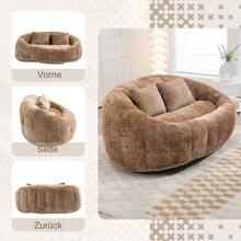Bean Bag Sofa - Beige Chenille, Comfortable Accent Chair For Home And Outdoor Use - 咖啡棕 - 查看 4
